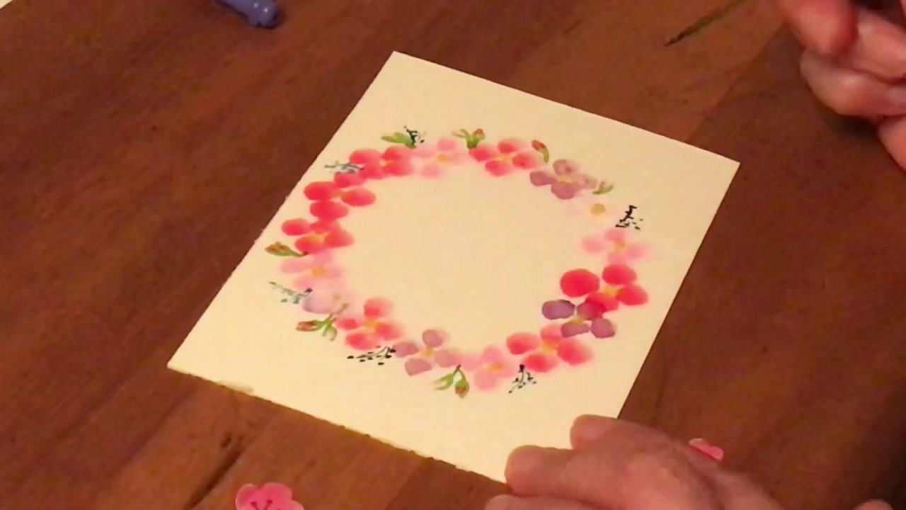初心者でも描けますハガキ絵 可愛い花のリース 花 水彩画even The First Person Can Easily Draw Flower Wreath Watercolor Youtube