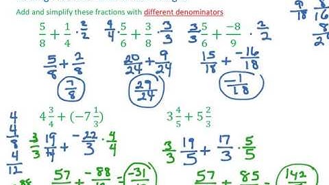 Adding Fractions with Different Signs and Different Denominator