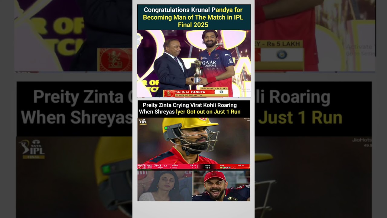 Congratulations Krunal Pandya for Becoming Man of The Match in IPL Final 2025