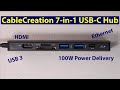 CableCreation 7-in-1 USB-C Hub - Great Travel Hub For Your Windows or MAC laptop