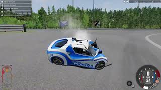 Police Car Crashed in Empty Field