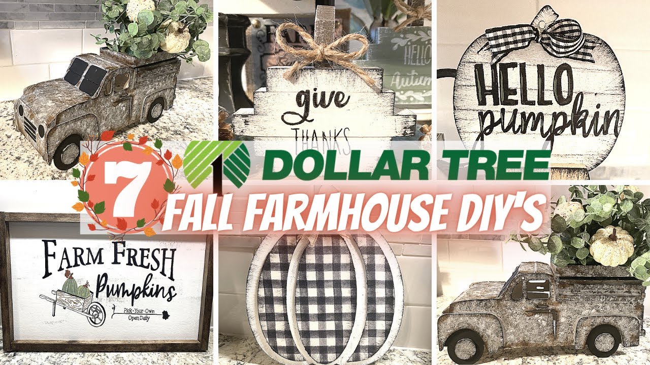 7 NEW DOLLAR TREE FALL FARMHOUSE DIY'S | DOLLAR TREE FALL BUDGET DECOR 2020 |  DOLLAR TREE TRUCK