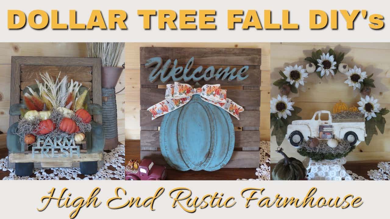 DOLLAR TREE FALL DIY'S HIGH END RUSTIC FARMHOUSE/3 Pumpkin Decor DIYs ...