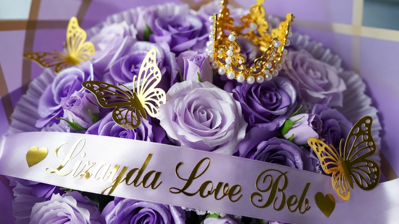 Ramo Gigante de Rosas Eternas Moradas Versión Extendida 👑🦋  ❤️ El Regalo que la Hizo Llorar