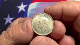 Rare World Coins New Zealand 1942 Shilling Rare Variety Broken Back Uncirculated