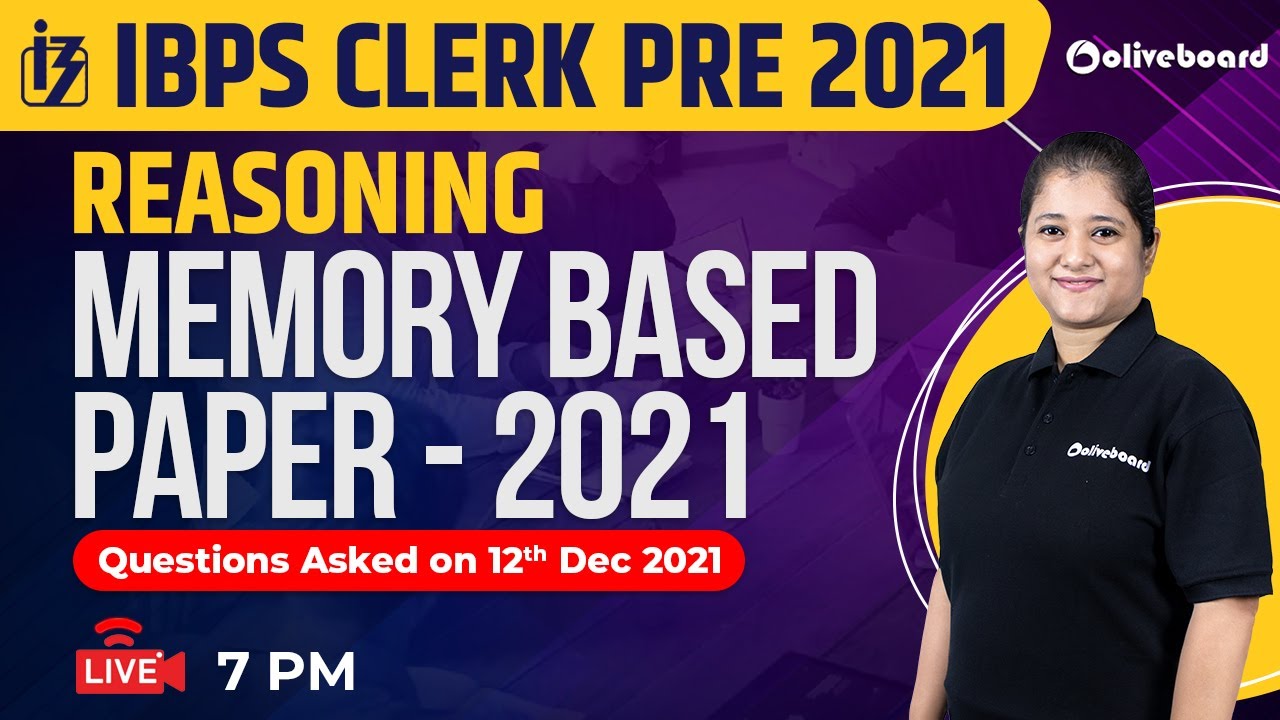 IBPS Clerk Pre Reasoning Memory Based Paper 2021 | Reasoning Questions ...