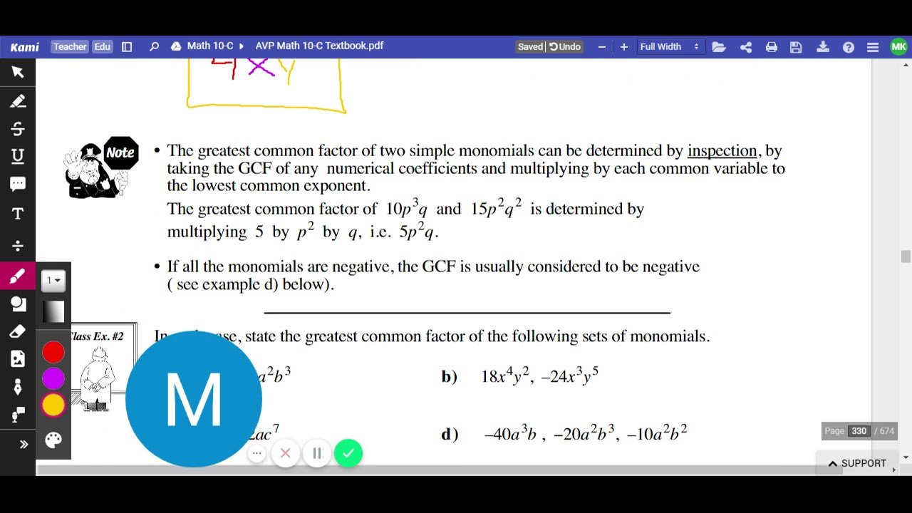 Math 10-C Unit 2 Lesson 7 - Removing a GCF - YouTube