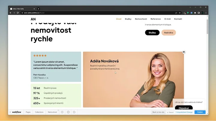 Jednoduch sprva webu dky Webflow Editoru
