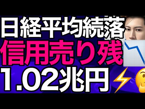 2024/2/20【日経平均】続落📉中国利下げで一時急騰も上昇続かず📊信用売り残1兆円超⚡日経平均の行方🤔