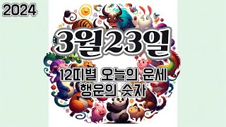 2024년 3월 23일, 12띠별 오늘의 운세, 행운의 숫자, 행운의 색깔