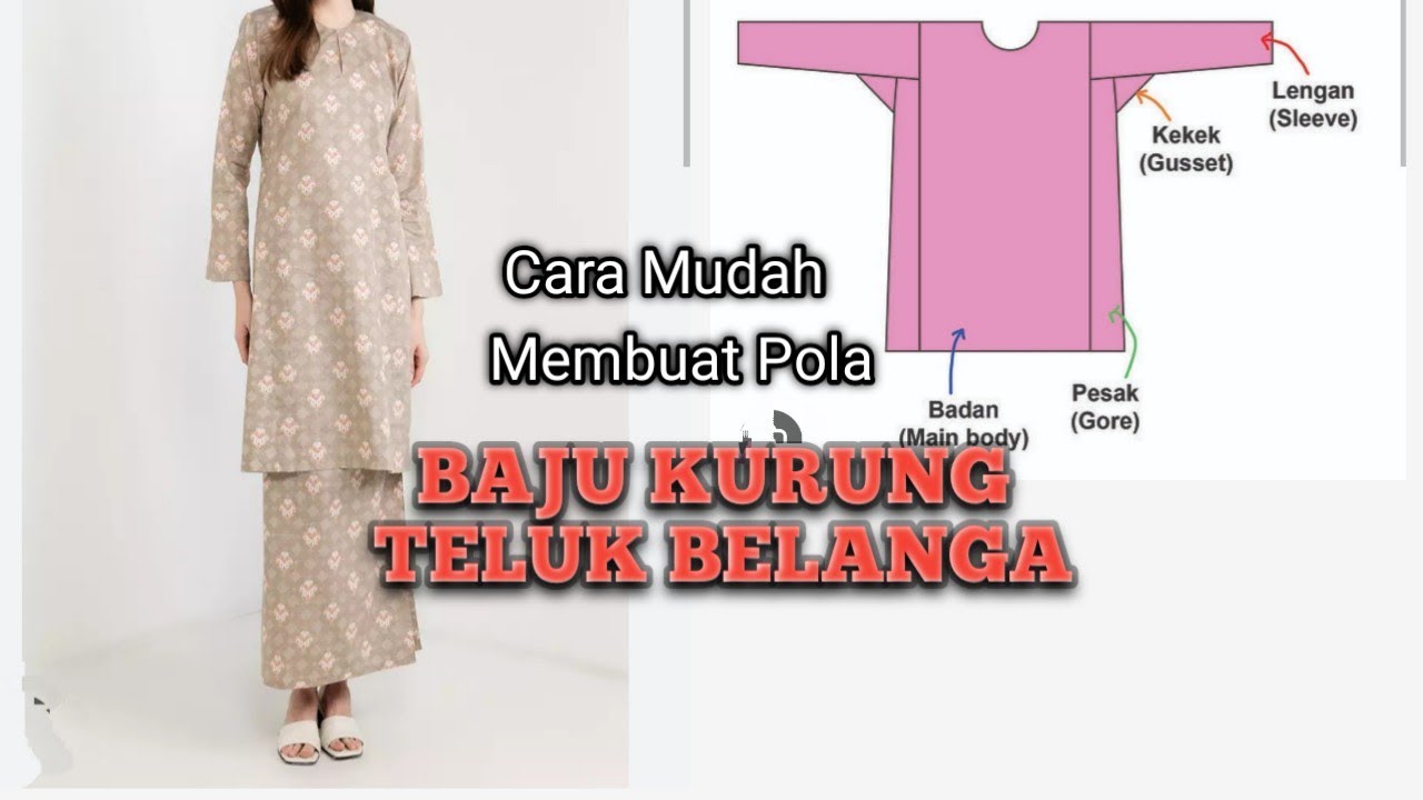 Cara Mudah Membuat Pola Baju Melayu Teluk Belanga #bajumelayu #bajukurung #sewingprojects