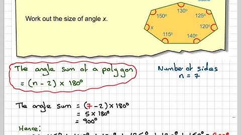 Finding the size of an interior angle of a heptagon