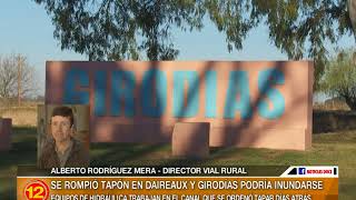 Se rompió un tapón en Daireaux y el agua amenaza con llegar a Girodías