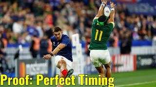 Proof that Kolbe's Charge Down was perfectly timed!!! Springboks vs France in Rugby World Cup.