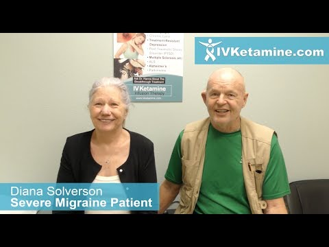 After 42 years suffering from severe migraines, Diana Solverson has a single Ketamine treatment at The Florida Spine Institute and her results are amazing! Diana tried many other treatments, but the pain always seemed to return. After her Ketamine treatment, Diana has had 3 weeks without a single migraine - the first time in many years! 
For more information, please visit ivketamine.com or call 727-538-2646