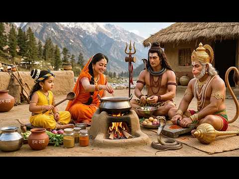 कान्हा और शिव भगवान ने मिलकर चूल्हे पर बनाया खाना | Yashomati Maiyaa Ke Nandlala