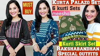 Meesho kurti haul|Meesho Partywear/ Festive wear kurti skirt haul|Meesho Cotton/Rayon kurti sets|