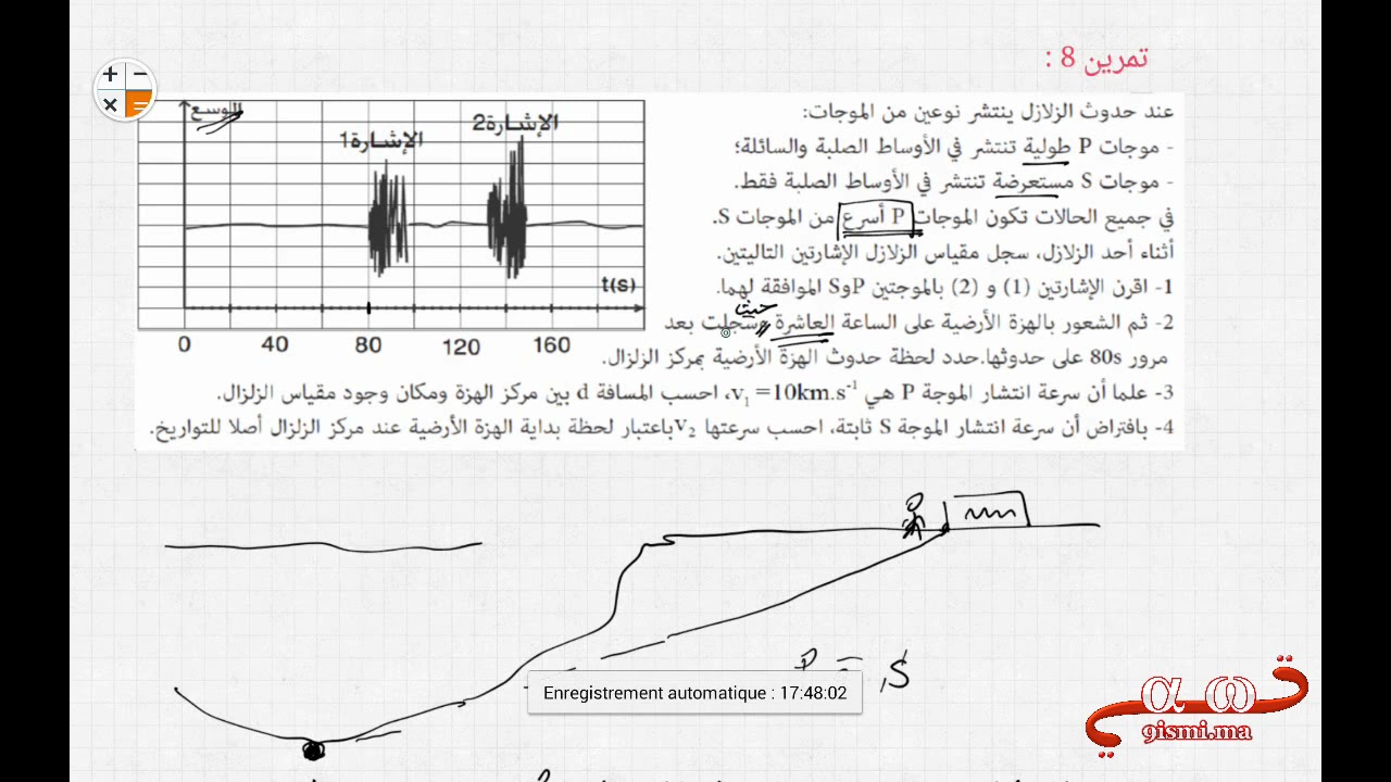 الموجات الميكانيكية المتوالية تمرين رقم 8
