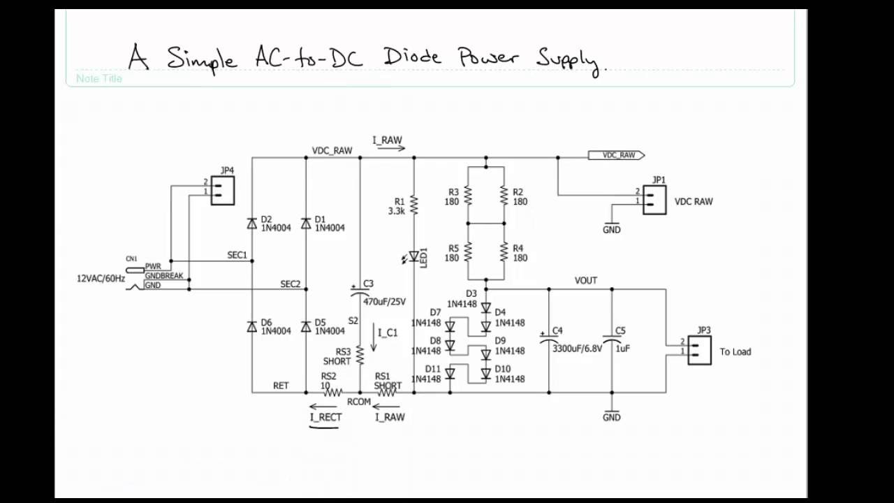 Output voltage ripple of a simple ACtoDC diode power supply analyzed