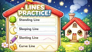 Standing Sleeping Slanting Curve Lines Practice Worksheet |✏️Learn Lines for Kids #kidslearning