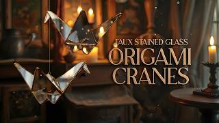 Faux Stained Glass Origami Cranes DIY | Magical Mirror Home Decor