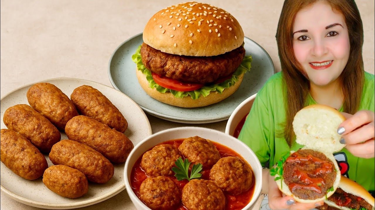 ٣ أكلات صيامي بمكوّن واحد ‼️ كفتة وبرجر وداود باشا بدون لحوم — موفرة ولذيذة ومغذية 🔥