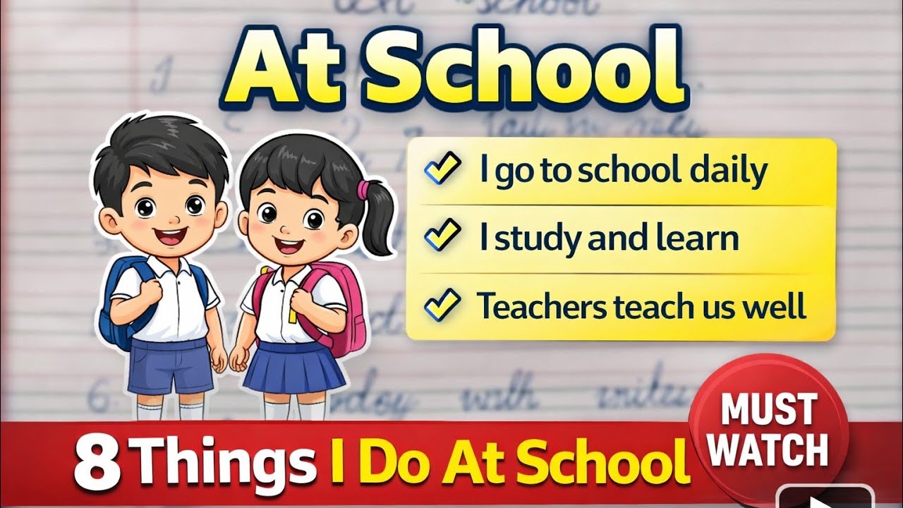 At School Essay in English |  English Writing for Class 1 & 2 | Handwriting Practice