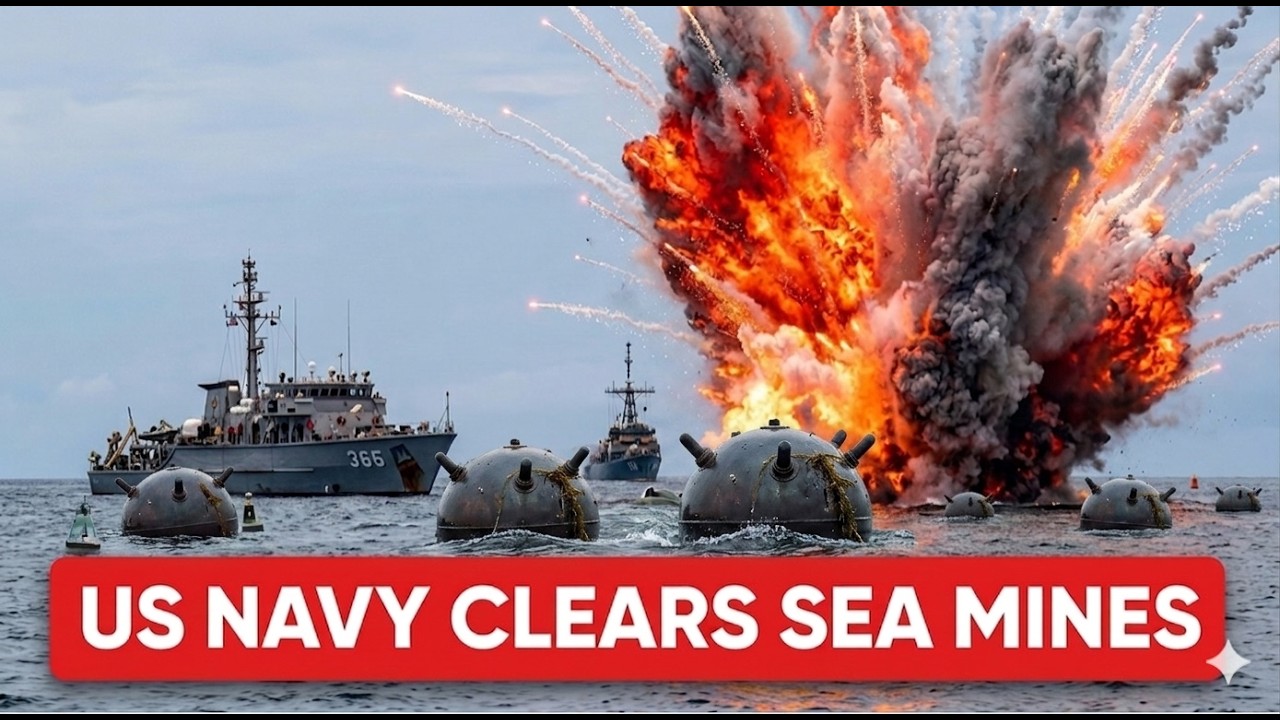 U.S. Navy Destroyers Start Mine Clearance in the Strait Of Hormuz - YouTube