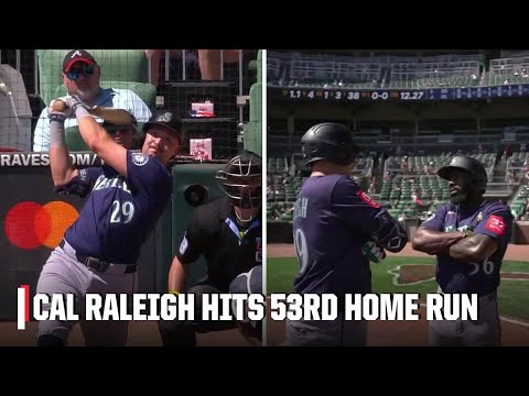 53 HOME RUNS 💪 Cal Raleigh continues his dominance with homer in Mariners' win vs. Braves | ESPN MLB