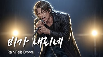 「비가 내리네」 이별의 순간, 눈물과 빗방울이 하나가 되다 / 유일무이 락발라드 Created with AI