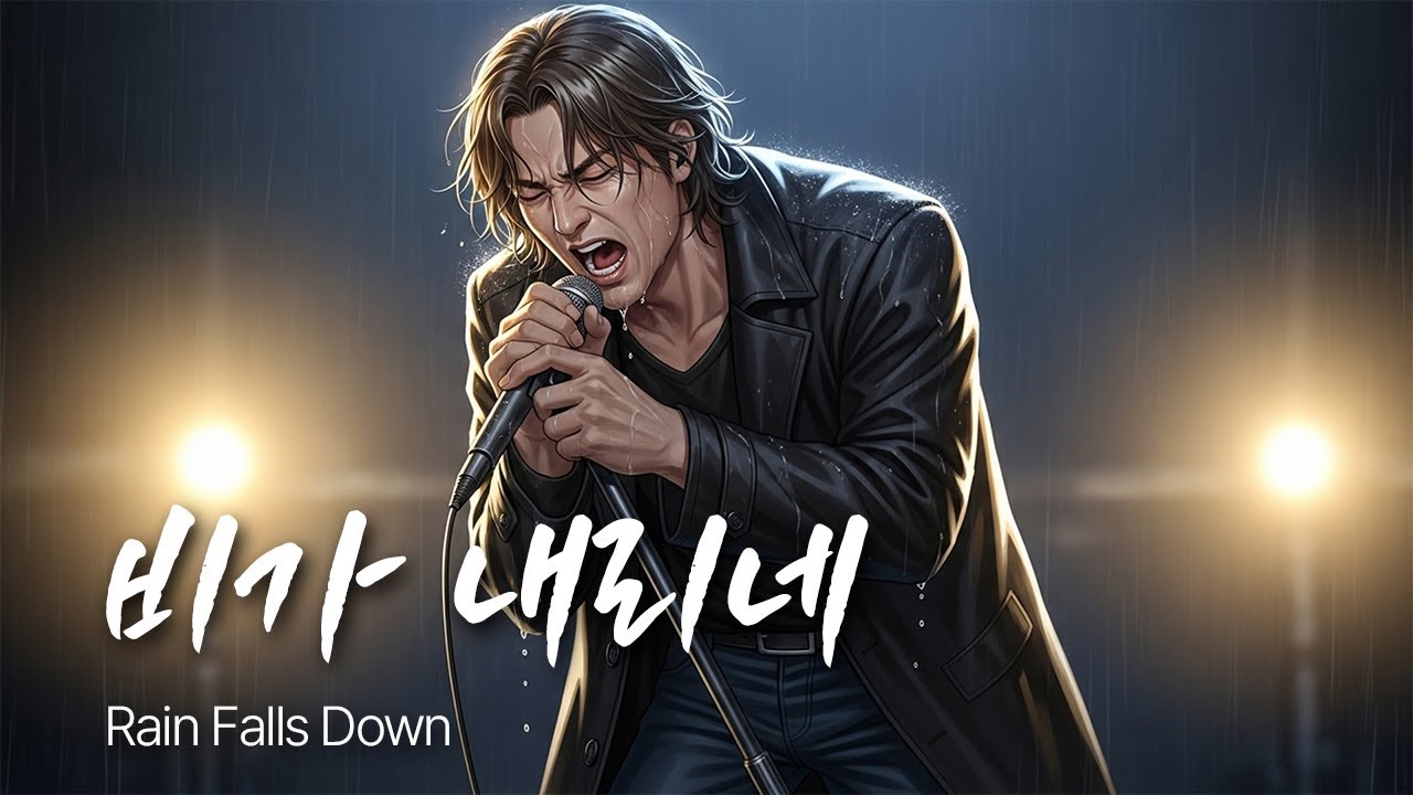 「비가 내리네」 이별의 순간, 눈물과 빗방울이 하나가 되다 / 유일무이 락발라드 Created with AI