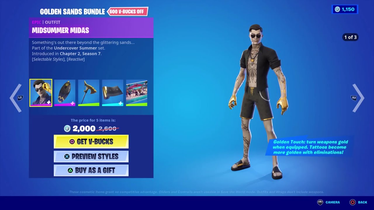NEW GOLDEN SANDS BUNDLE IN FORTNITE (SUMMER MIDAS)