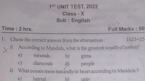 SEBA Class X Unit test 2022|English question paper|Unit test class 10 question paper with answers