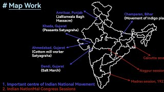Nationalism in India map work class 10 | cbse 2025-26