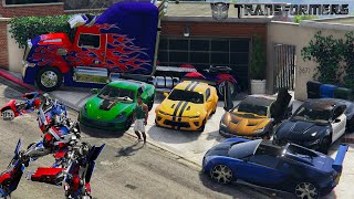 GTA 5 - Stealing Transformers Movie Vehicles with Franklin! (Real Life Cars #01)