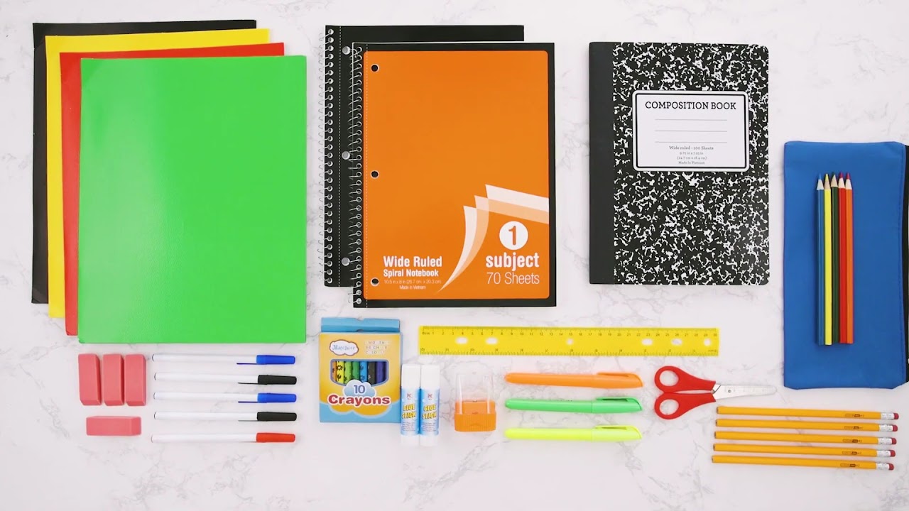 Trail maker 60 Piece School Supplies Kit for Kids (K-12) School Supply  Bundle Includes Notebooks, Folders, White Board, and More
