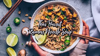 Thai Peanut Ramen Noodle Soup - vegan * Recipe