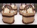 Beautiful Printed PVC Board Craft Making Hand Weaving Hemp Rope Luxury Handle Bag