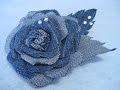 #DIY -#Flor de mezclilla en tela de jean reciclada  con cristalitos de strass