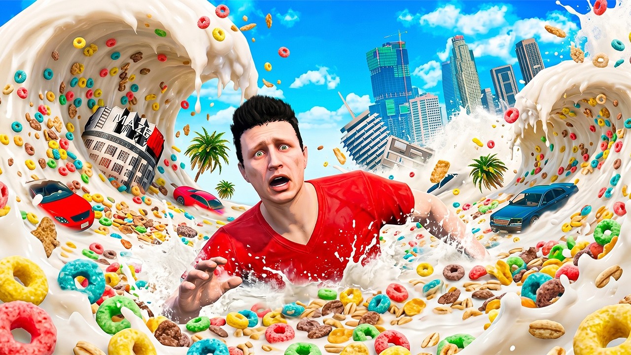 TSUNAMI de CEREALE distruge TOT in GTA 5!