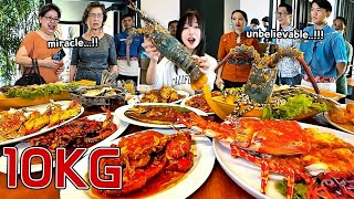 I ate 10kg of seafood, and the customers came to see it! Lobster, Oyster, Crab eating show in Bandar