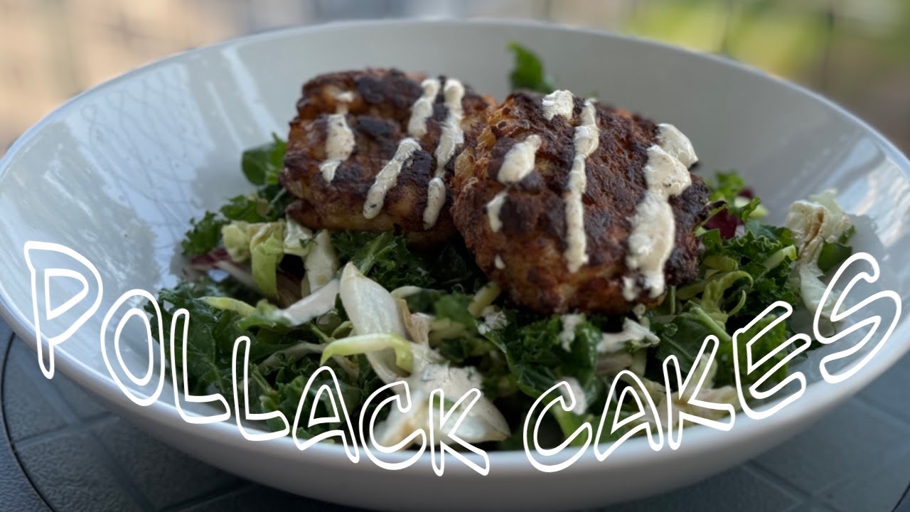 🐟 Homemade Pollack Cakes on Kale Salad with Remoulade | Easy Seafood Recipe 🎣