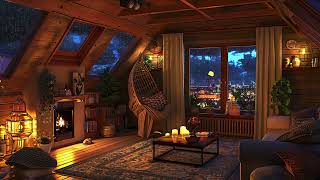 Tranquil Attic Retreat - Rainy Night Ambiance 🌧️ Fireplace and Heavy Rainfall for Serene Slumber