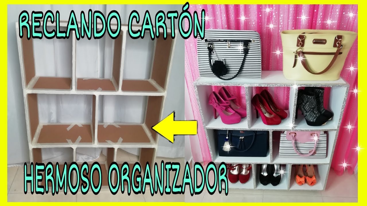 RECICLANDO CARTÓN HICE ORGANIZADOR MULTIFUNCIONAL IDEAS ECONÓMICAS - | Organizadores, Decoración de hogar vintage, Organizador zapatos