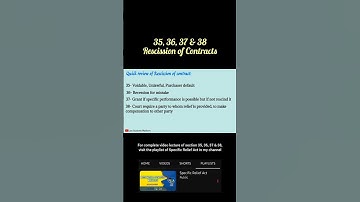 Rescission of Contracts | Sec 35 to 38 | Specific Relief Act | LSP Law Students Platform