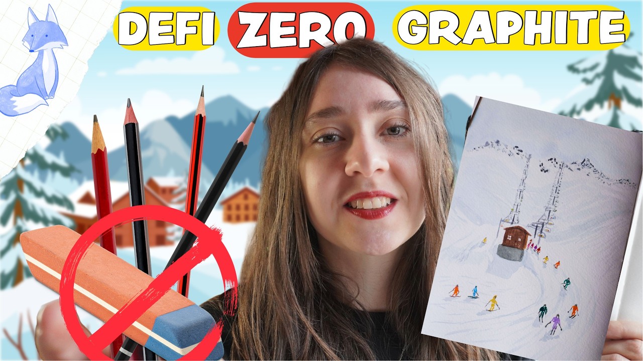 TUTO Station de Ski ⛷️ AQUARELLE 🎨 SANS Crayon Graphite ✏️