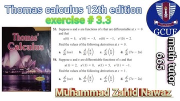 || Thomas Calculus 12th & 13th edition exercise # 3.3 Question # 41-42(53-54) ||  Differentiate ||