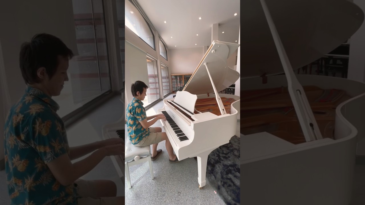 Yamaha C3 white grand piano 