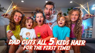 DAD cuts ALL 5 kids hair for the FIRST TIME | Pregnant wife watches