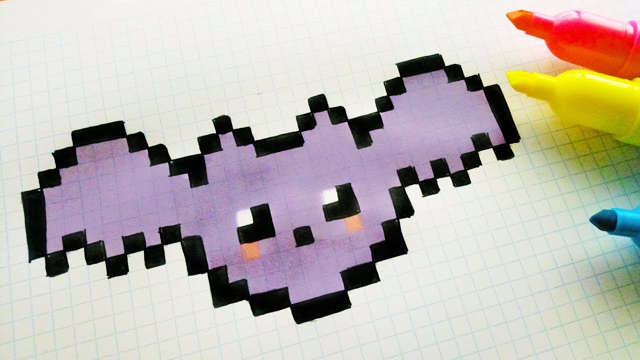Handmade Pixel Art How To Draw A Kawaii Bat Pixelart Halloween